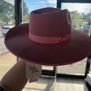 Lack Of Color Rose and Dusty Pink Wide Brim Felt Fedora